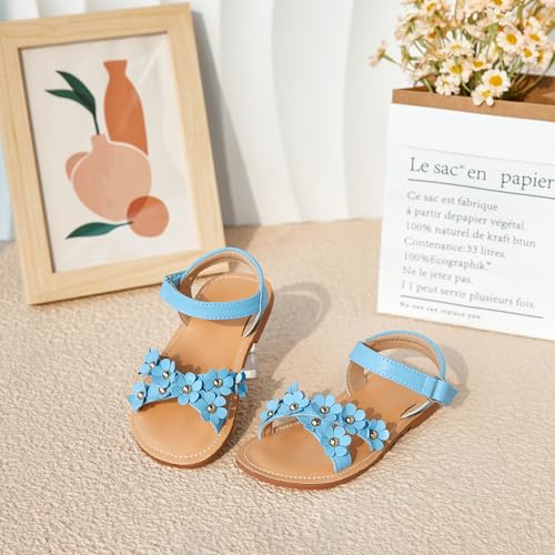 Image of Flaryzone Girls Sandals Open Toe Summer Flats Dress Sandals Shoes Toddler /Little Kid