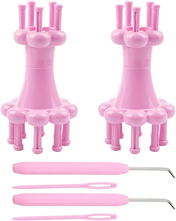 Ximimark 2 PCS DIY Spool Crochet Loom Mini Knitter Knitting Yarn Wool Rope Needle Hook Scarves Straps Making Craft Tools