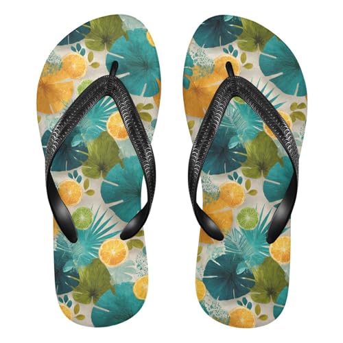 Flip Flop Sandals Tropical Fruit Leaf Print for Women Men Beach Outdoor XS