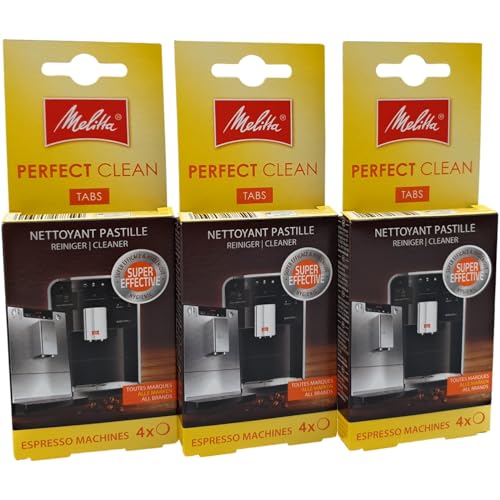 NaschLager Reinigungstabs Kaffeevollautomat und Espressomaschine kompatibel mit Melitta 3er Set 3x4 Tabs 12 Stück entfernt Kaffeeöle und Fette silbern einzeln verpackt Artikelnummer 6762481
