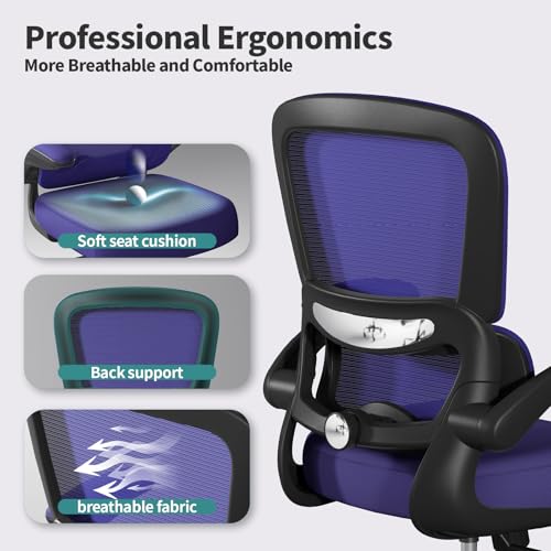 Image of TRALT Office Chair - Ergonomic Desk Chair with Adjustable Lumbar Support, Mesh Computer Chair, Executive Chair for Home Office Comfortable Lumbar Support (1, Violet)