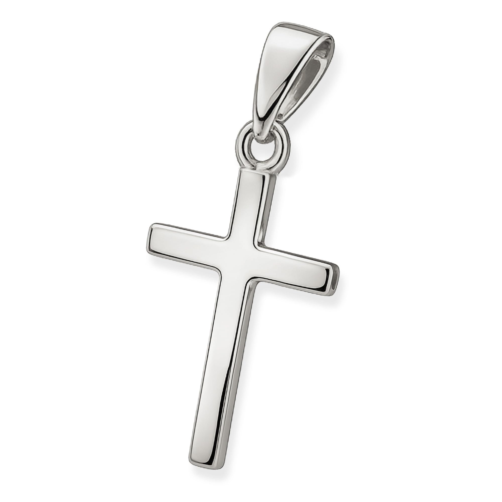 Clever - Juego de colgante plateado sencillo de cruz de 15 mm con cadena barbada para niños (38 cm, plata de ley 925)
