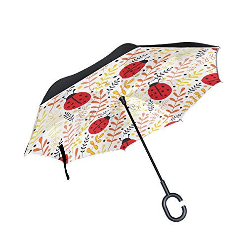 hengpai Ladybug Reverse Inverted Inside Out Umbrella Cars Unigue Windproof UV Proof Double Layer for Women