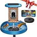 EAST OAK Smart Bird Feeder with Camera and Bird Bath 2-in-1, 160°Wide View 2K Ultra HD Live Camera with AI Identify 11000+ Species, Auto Capture & Real-time Notifications, Ideal Gift for Lover, Parent