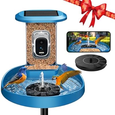 EAST OAK Smart Bird Feeder with Camera and Bird Bath 2-in-1, 160°Wide View 2K Ultra HD Live Camera with AI Identify 11000+ Species, Auto Capture & Real-time Notifications, Ideal Gift for Lover, Parent