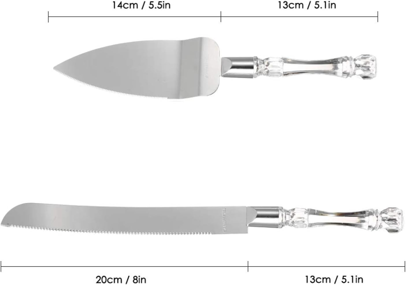 Wedding Cake Knife and Server Set Acrylic Faux Crystal Handle for