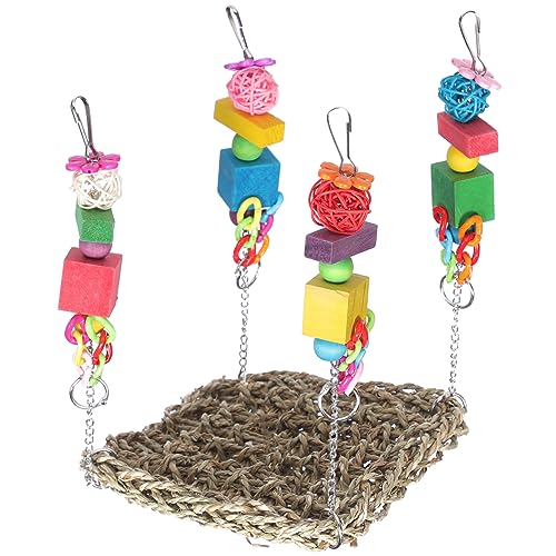 HANABASS Parakeets Swing Handmade Chew for Birds Comfortable Nest Bed Plaything for Parrots Engaging Swing to Boredom for Parakeet Budgie Activities