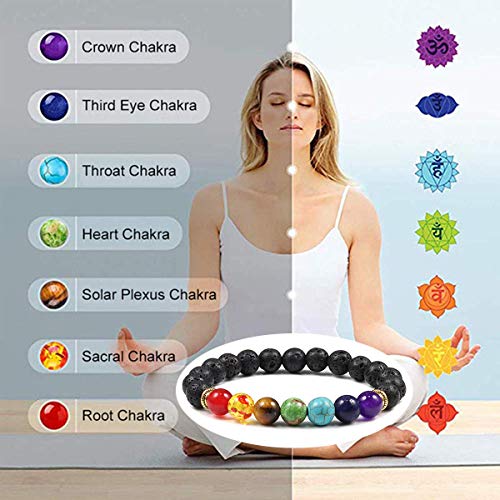 CASDAN 2-14 Pcs 8mm Lava Stone Bracelet for Women Men 7 Chakra Aromatherapy Essential Oil Diffuser Bracelet Natural Stone Beads Yoga Bracelet3