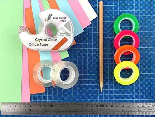 Greyparrot Office Clear Office Refill Tape Rolls + Dispenser(8 Pack),(3/4” X 1000In/Pack). For Craft Jobs, Gift Wrapping, Office Work Clear(Transparent) Glossy Finish, Refillable (8000 Inch/Total) #TOP7