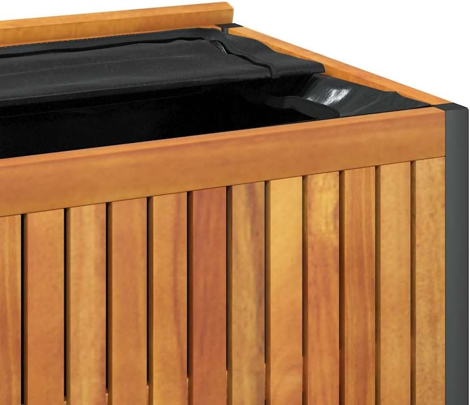 vidaXL Patio Cushion Box - Solid Acacia Wood and Steel - Garden/Outdoor Storage - 33.5"x17.7"x20.9" - Weather-