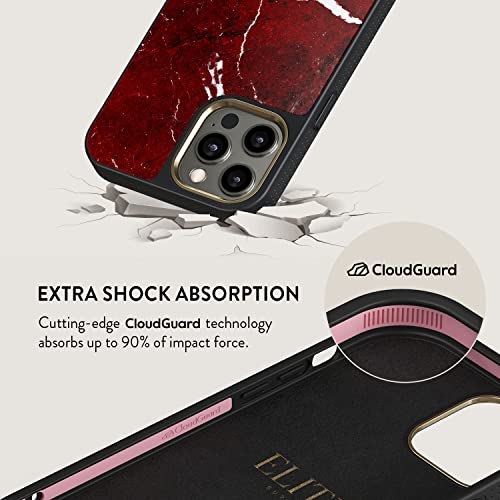 Burga Phone Case Compatible With Iphone 12 Pro - Iconic Ruby Red Marble - Cute But Tough With Cloudguard 2-In-1 Defense System - Luxury Iphone 12 Pro Protective Scratch-Resistant Hard Case #TOP2