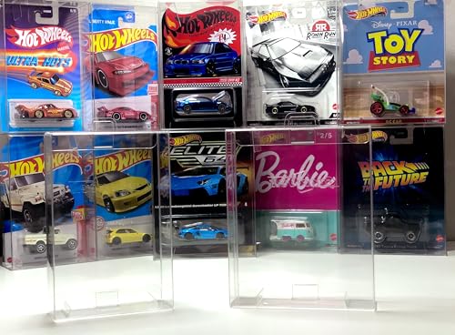 GuardTek Protector Case for Hot Wheels Premium Car Culture, Elite 64 and Retro Entertainment - 10 Pieces, Clear/Transparent