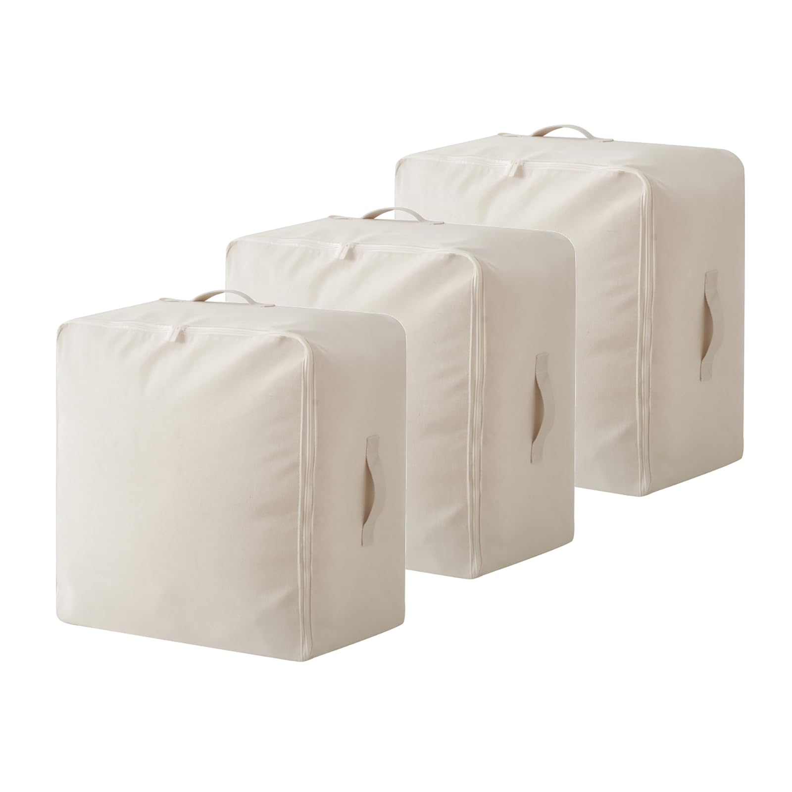 Bolsas de Almacenaje Debajo de la Cama con Asas, 3 Unidades de Lona de Algodón, Organizador de Armario, Plegable, Ligero, Impermeable – para Ropa de Cama, Mantas y Ropa Fuera de Te(Color:Large-3 Pcs)