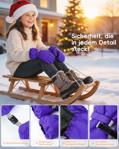 ThxToms Guantes de Esquí para Niños Nieve de Invierno -15 ℃ | Cortavientos Cálido e Impermeable | Clima Frío Engrosado de Oxford | Deportes al Aire Libre Snowboard Esquí |Niño y Niña de 4 a 13 Años - imagen 5