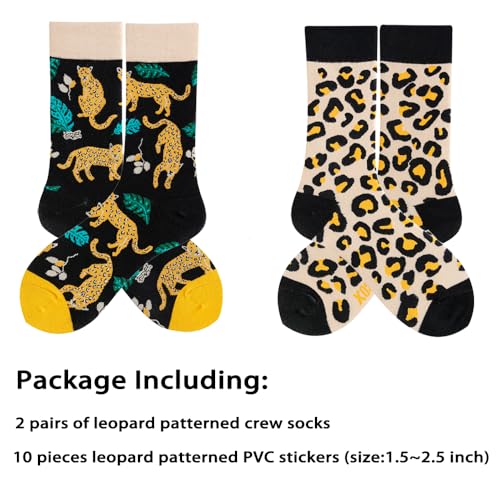 Image of 2 Pairs Cartoon Animal Crew Socks Fun Cotton Mid Calf Socks for Women