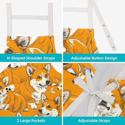 Tablier de cuisine multicolore avec 4 broches et motifs animaux - 4