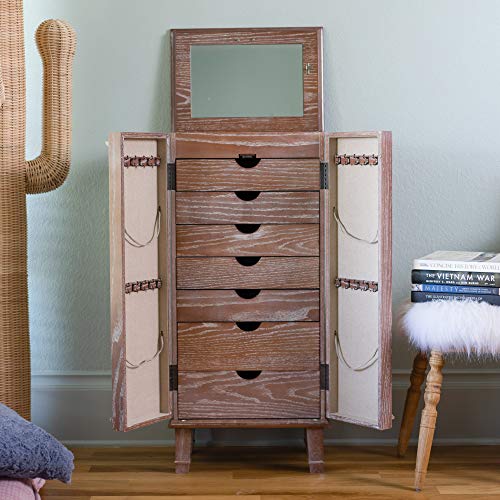Hives and Honey Carson Fully Locking Jewelry Cabinet, OAK