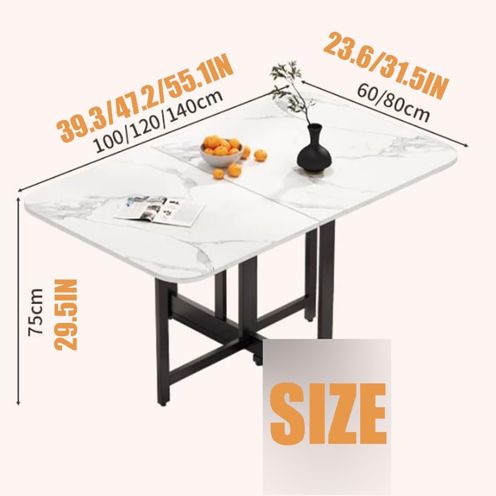 Marmurowy stół do jadalni 140 cm rozkładany drewniany stół konsolowy do kuchni biały składany design do użytku wewnątrz (140 x 80 cm) - eleganckie meble domowe