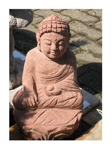 Preisvergleich Produktbild Wunderschöner Buddha aus rotem Sandstein - Japanischer Garten Rokkaku Yukimi Kasuga Pagode