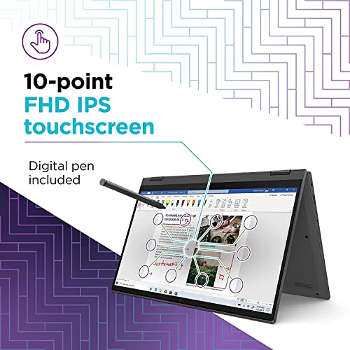 IdeaPad Flex 5 Laptop, 14" FHD IPS Display Touch 2 in 1, AMD Ryzen 5 5500U, Wi-Fi 6, Webcam, impronte digitali, 12 ore di durata della batteria, tipo C, w penna digitale (16 GB di RAM | SSD - Notebook - Immagine 7