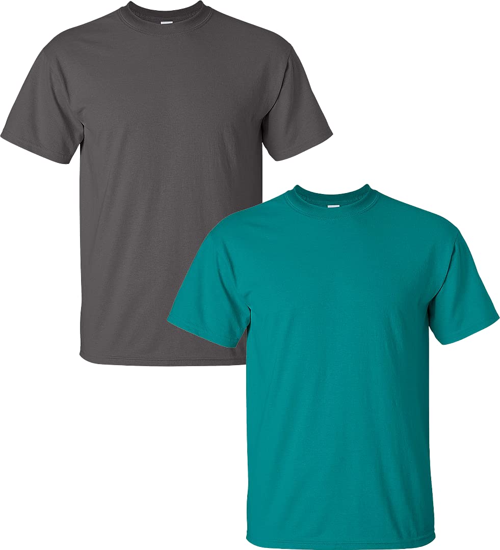 Gildan Men's Ultra Cotton T-Shirt, Style G2000, 2-Pack MED-Charcoal+Jadedome