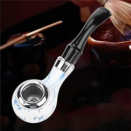 BigBigMe Tobacco Pipe, Classic Tobacco Pipes with Blue and White, Mini Tobacco Pipes