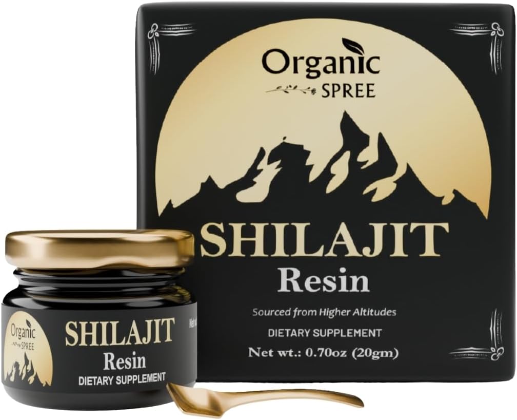 Organic Spree Pure Himalayan Shilajit Resin 20gm (0.70oz) Pure Himalayan Resin with 85+ Trace Minerals, 75%+ Fulvic Acid, Supports Energy, Recovery, Immune Function, and Overall Health (1)