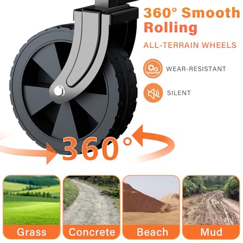 Rowce Bollerwagen Faltbar Strand Handwagen mit Getränkehalter Verstellbarem Griff,Gartenwagen für Alle Gelände Transportwagen,klappbollerwagen 120kg Belastbarkeit,für Draussen Camping Einkaufen – Bild 7