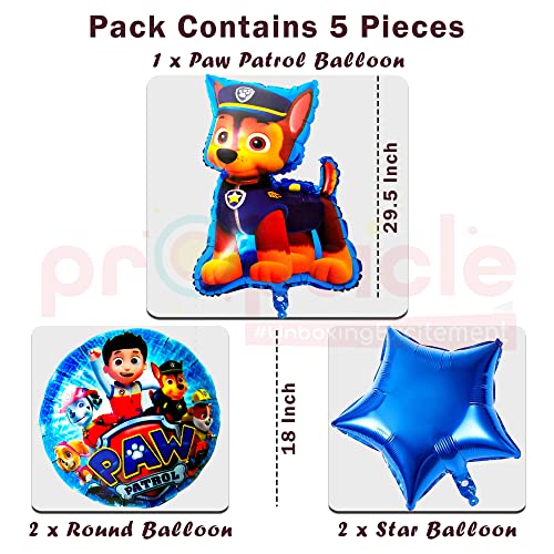 Image of Propsicle Birthday Foil Paw-Patrol Theme Birthday Decorations Balloon Pack Of 5 Baby Birthday Party Supplies Item,Multicolor