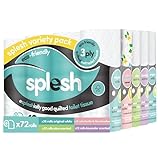 Splesh Variety Pack - 72 Toilet Rolls with a Difference - 3X Packs Original White, 1x Pack Vanilla & Marshmallow, 1x Pack Aloe Vera& 1x Pack Lavender Fragrance