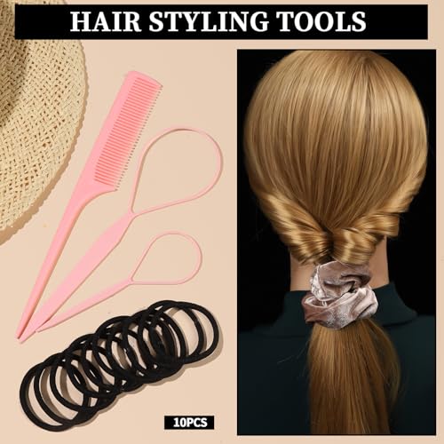 FANDAMEI Hair Ties Kit for Women, Velvet Scrunchies, Elastic Rubber Bands, Seamless Hair Ties, Hair Clips, Bobby Pins, U Shaped Hair Pins for Styling, Hair Accessories Kit