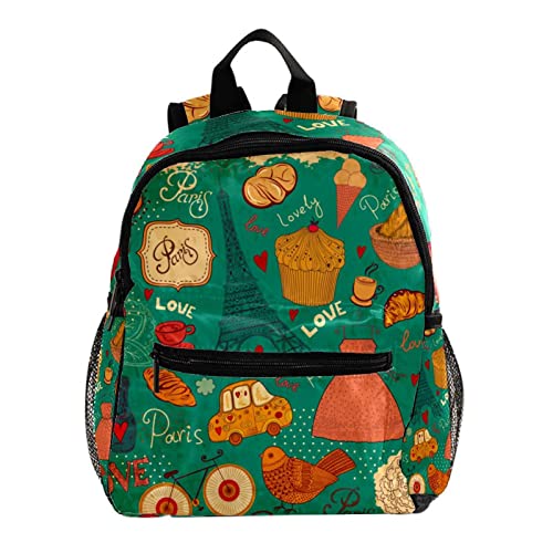 Sac à dos vintage rétro Paris Tour Eiffel pour étudiants et enfants de 3 à 8 ans