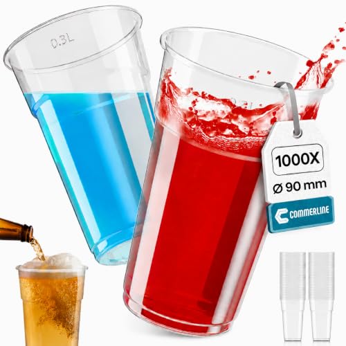 Commerline Plastikbecher Trinkbecher Einwegbecher 0 5 Liter 1000 Stück