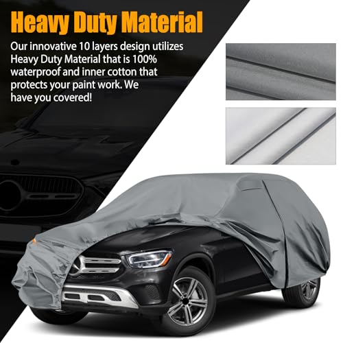 Waterproof Premium Car Covers Replace for 2016-2025 Mercedes Benz GLC 300 350e, 10 Layers Heavy Duty All Weather Car Cover with Zipper Door, Windproof Bands for Snow Rain Dust Protection by sportuli - Image 3