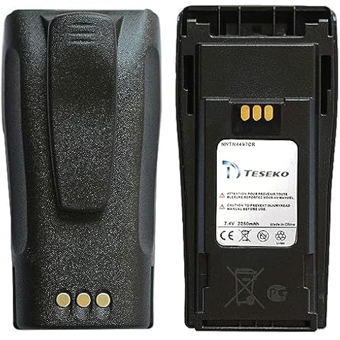 Teseko NNTN4497CR NNTN4497DR NNTN4496 7.4V 2250mAh Li-ion Battery for Motorola CP040 CP140 CP150 CP160 CP180 CP200 CP200D CP250 CP380 PR400 EP450 EP450S DEP450 GP3688 GP3188 with Belt Clip Cover