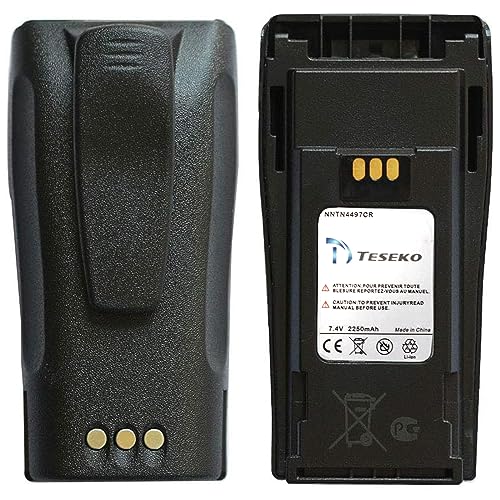 Teseko NNTN4497CR NNTN4497DR NNTN4496 7.4V 2250mAh Li-ion Battery for Motorola CP040 CP140 CP150 CP160 CP180 CP200 CP200D CP250 CP380 PR400 EP450 EP450S DEP450 GP3688 GP3188 with Belt Clip