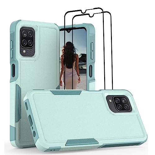 Coque Samsung A12 Jeylly antichoc turquoise à double couche rigide