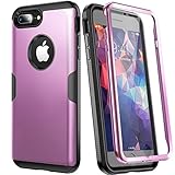 YOUMAKER Case for iPhone 8 Plus & iPhone 7 Plus, Full Body Rugged with Built-in Screen Protector Heavy Duty Protection Slim Fit Shockproof Cover for Apple iPhone 8 Plus (2017) 5.5 Inch - Purple