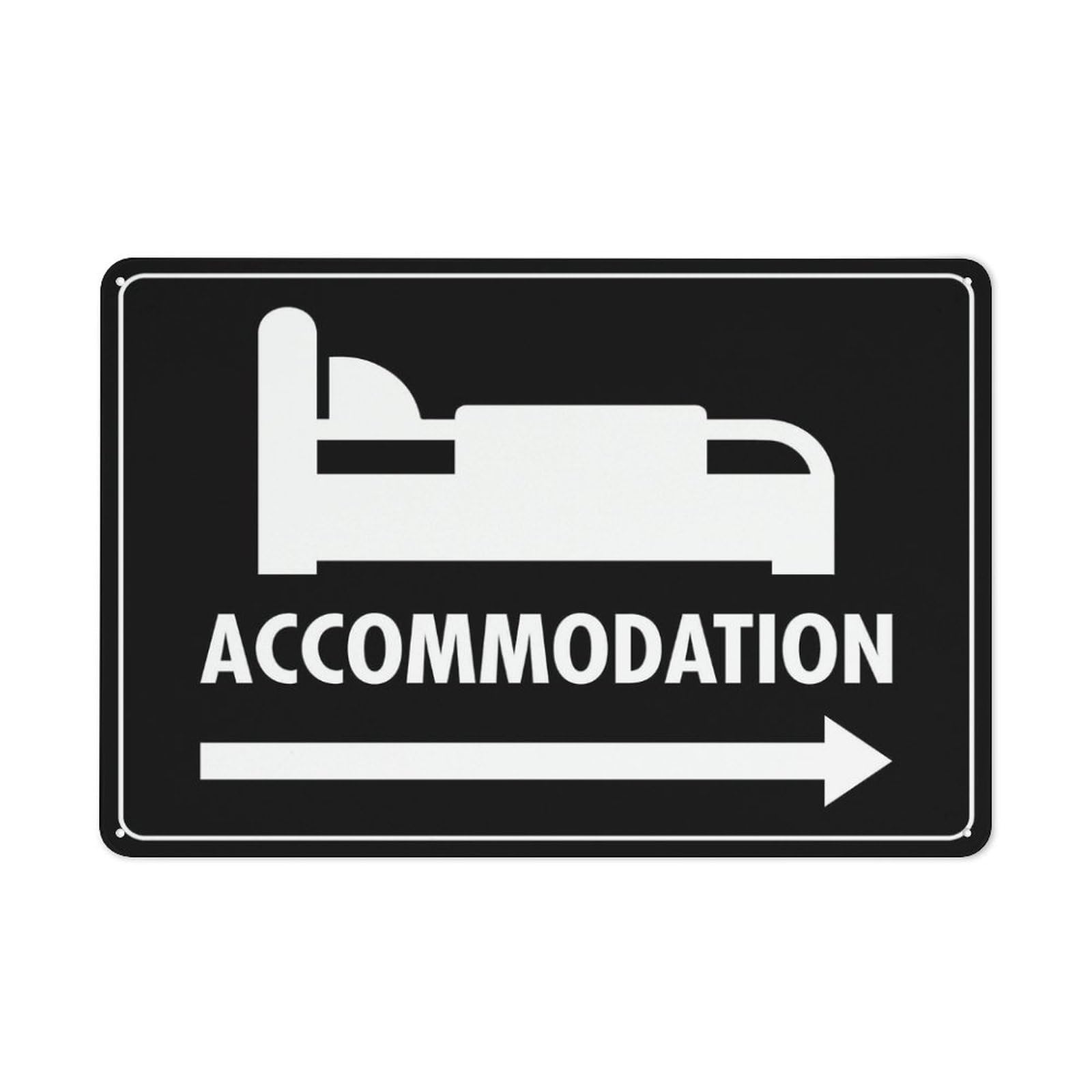 Accommodation (Arrow Right) Sign 12 X 8 Inches Reflective Aluminum Metal Warning Signage With Symbol For Indoor Outdoor Use