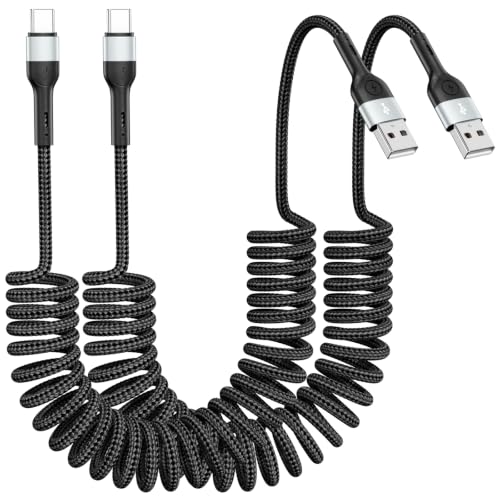 USB-C-Cable-2Pack-3FT-Coiled-USB-A-to-USB-C-Charger-Cable-for-Apple-CarPlay USB C Cable 2Pack 3FT Coiled USB A to USB C Charger Cable for Apple CarPlay - Image 1