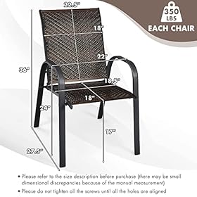HAPPYGRILL 6 Pack Stackable Dining Chairs Outdoor PE Wicker Patio Arm Chairs with Rustproof Steel Frame, Bistro Deck Chairs for Backyard Garden and Poolside 51bF3+MTqgL. SS280