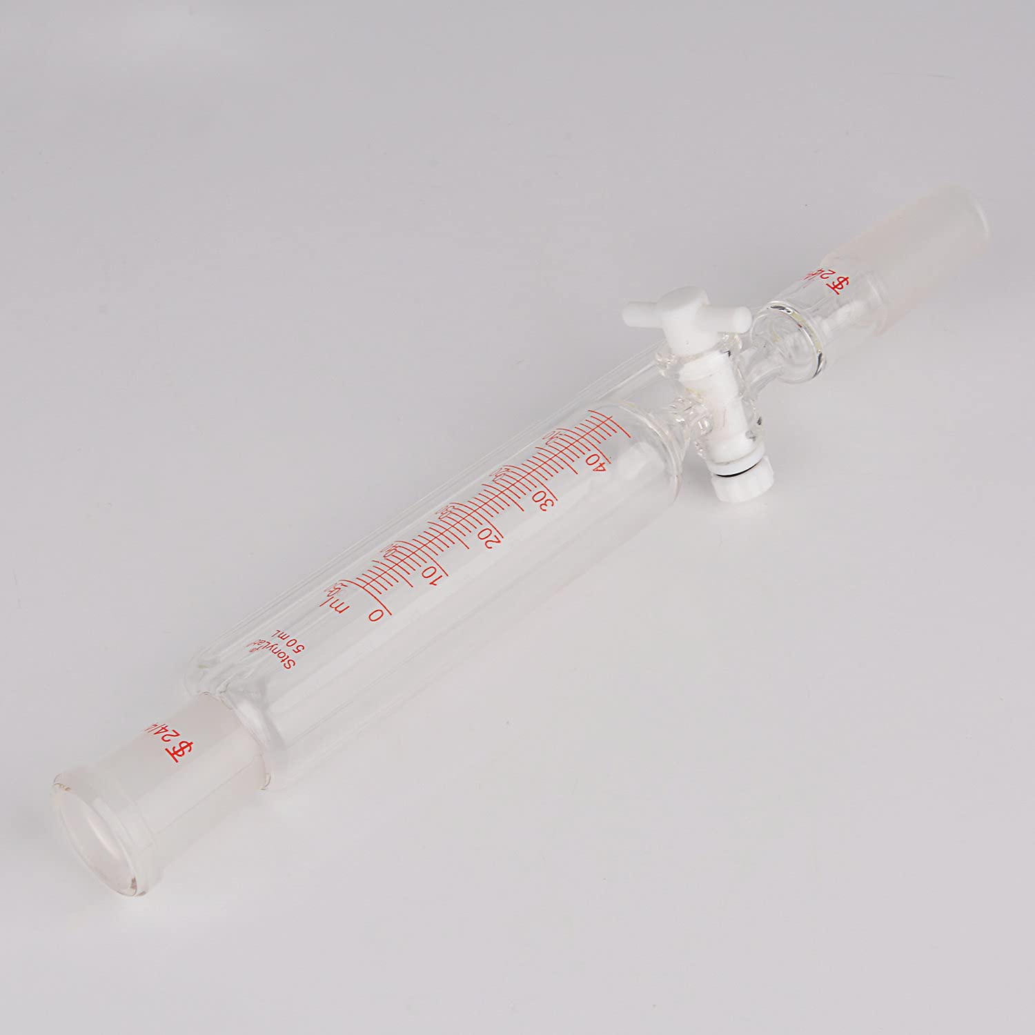 stonylab Imbuto Graduato a Pressione Bilanciata, Addition Funnel Dropping Funnel Imbuti Gocciolatori in Vetro Borosilicato con Tappo di Arresto in PTFE per Laboratorio (24/40 Joint, 50 ml)