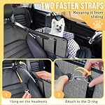 SlowTon Console Siège de voiture de chien, siège de booster pour voiture avec ceinture de sécurité et coussins doux, siège anti-effondrement Centre Conselle Siège de voitures de chien avec support amovible Porte-chien portable pour petits chiens