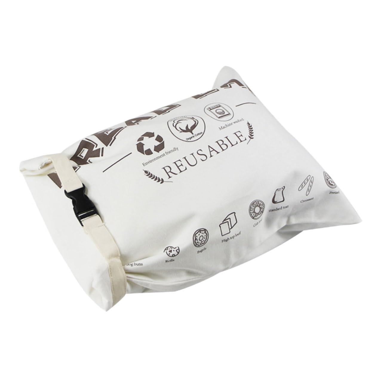 Bolsa y es portátil de pan de algodón con cierre para guardar alimentos en panadería