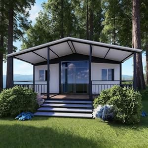 40Ft Prefab Modular Tiny House, Expandable Tiny House with Front Porch, 2-3 Bedroom Foldable Container Home, Tiny Homes to Live in for Adults