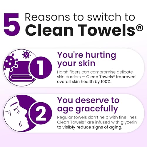 Image of Reduces Fine Lines and Wrinkles in 6 weeks or Less, CLEAN SKIN CLUB Healthy Aging Clean Towels XL, Disposable Face Towels, XL - 1 Pack (50 count)