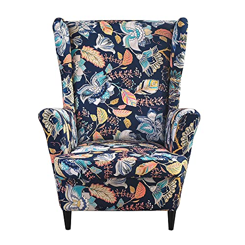 Elastische Ohrensesselhussen für 1-Sitzer, bedruckt, mit Flügellehne, Sesselbezüge für Wohnzimmer