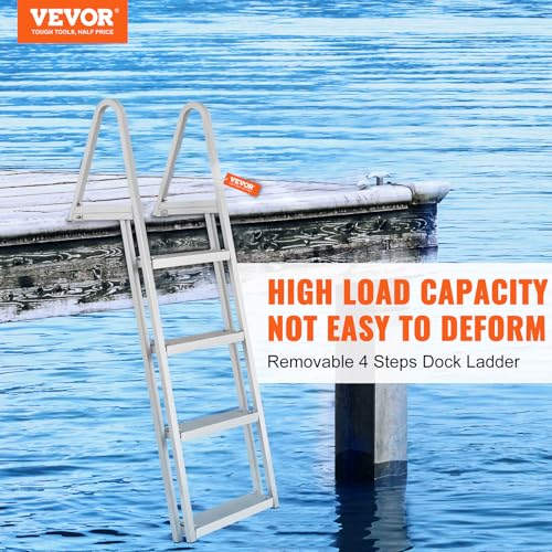 Image of VEVOR Removable Dock Ladder 4 Steps 350 lbs Capacity Pontoon Boat Ladder
