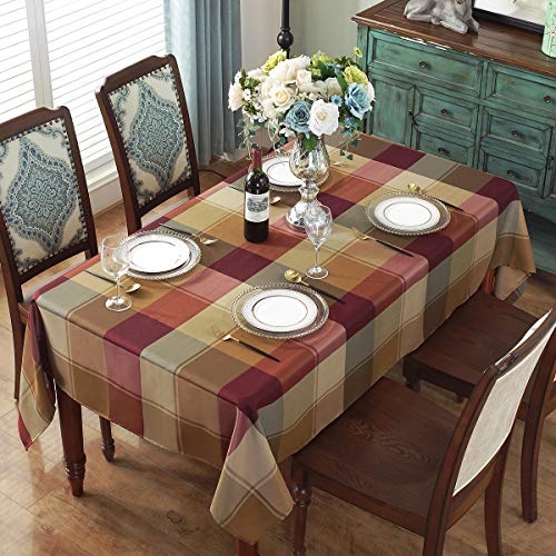 Rectangle Tablecloth Checkered Style Polyester Table Cloth Spillproof Dust-Proof Wrinkle Resistant Heavy Weight Table Cover for Kitchen Dinning Tabletop (Rectangle/Oblong,132 x 182(4-6 Seats) - Image 2