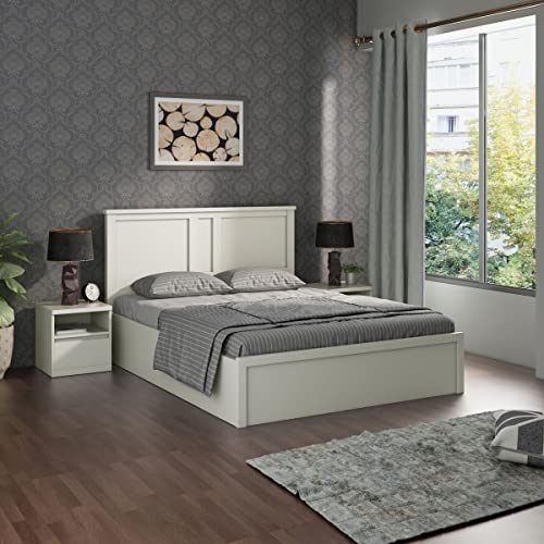Image of Home Centre | Helios Reynan Aster King Size Bed with Hydraulic Storage | Engineered Wood | White | 1 Year Warranty